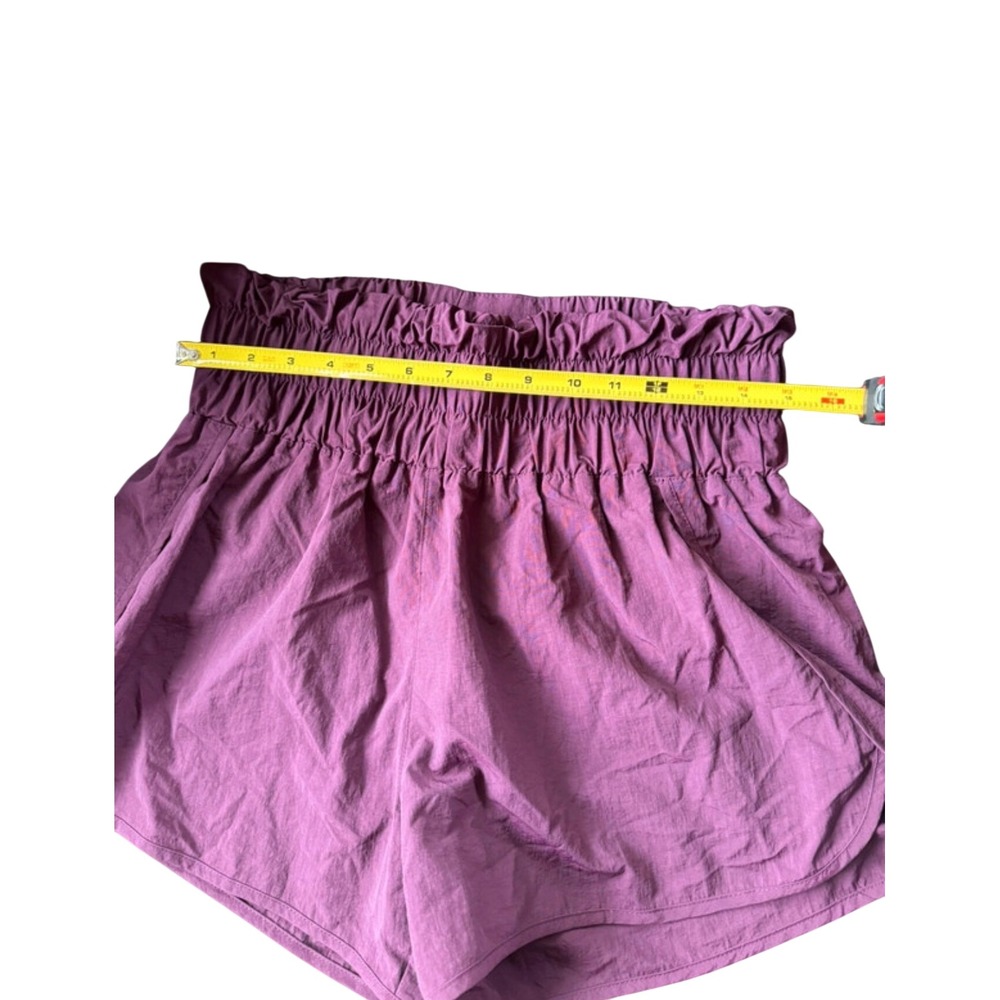 Zenana Womens Smocked High Waist Athletic Shorts Purple Size Large Running Gym - Picture 4 of 4